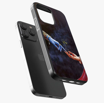Divine Touch Eternal Glass Case photographed in natural light showing reflective finish and design depth.