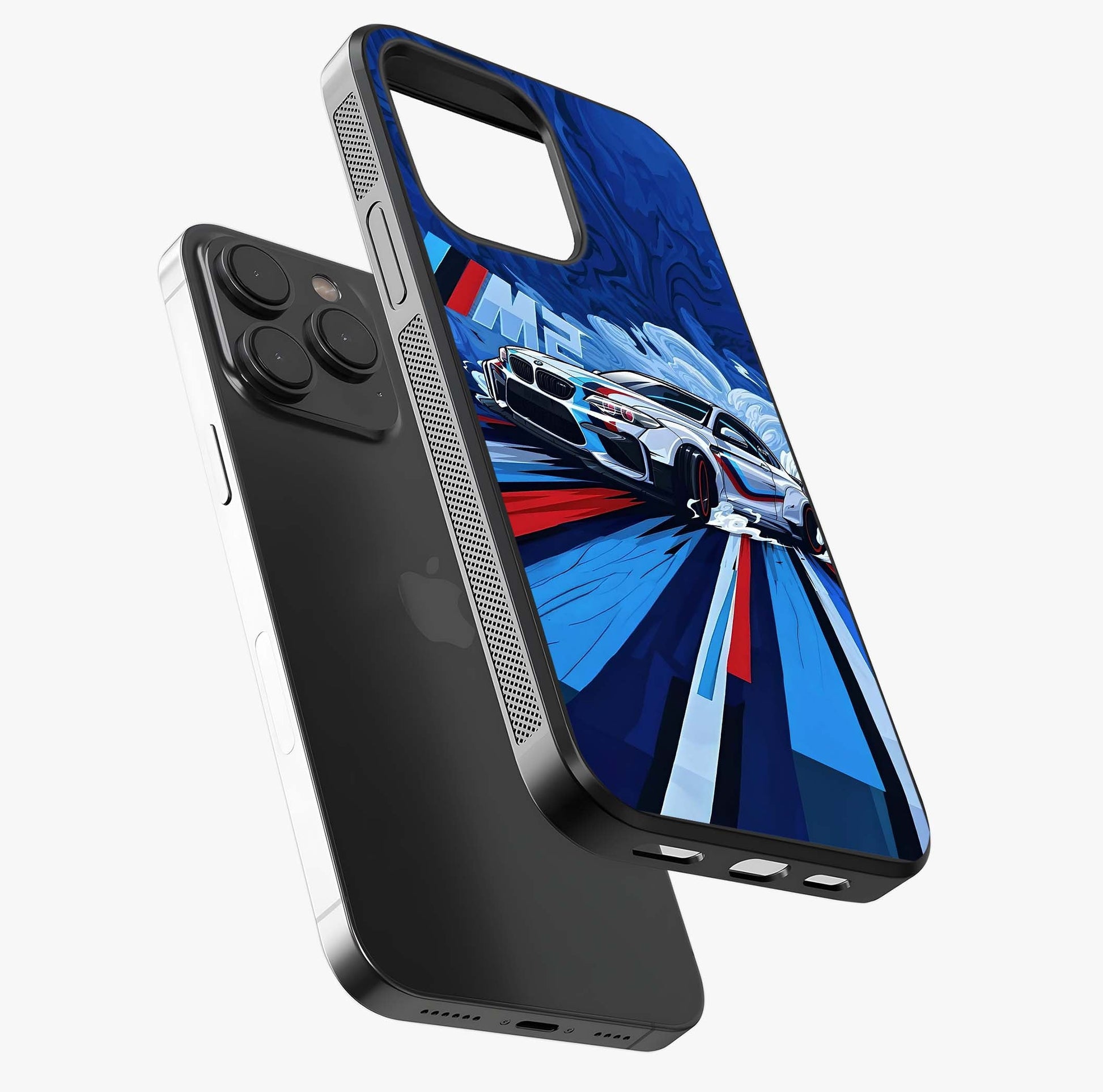 Drift Power Rush Glass Case photographed in natural light showing reflective finish and design depth.