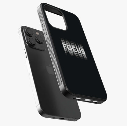 Focus Mode On Glass Case photographed in natural light showing reflective finish and design depth.