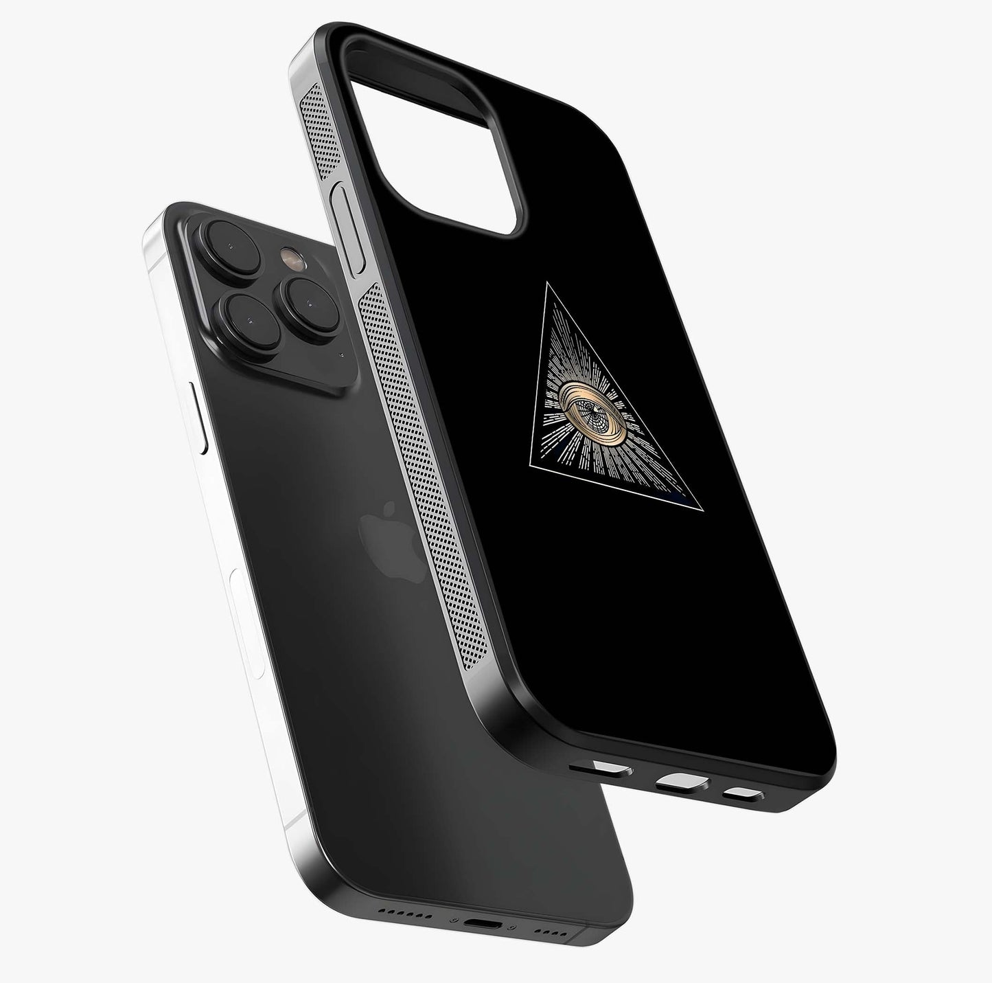 Illuminati Evil Glass Case photographed in natural light showing reflective finish and design depth.