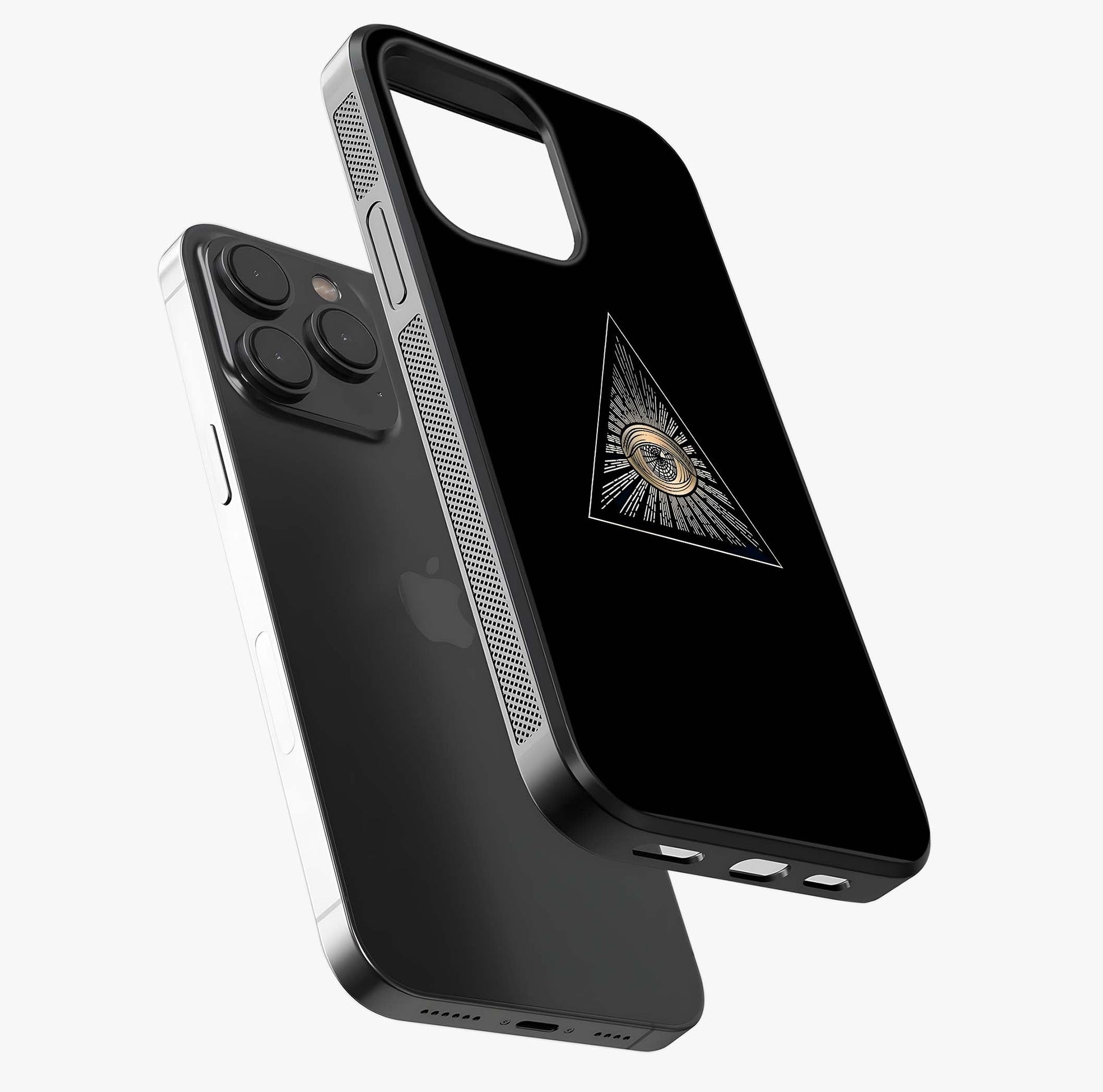Illuminati Evil Glass Case photographed in natural light showing reflective finish and design depth.