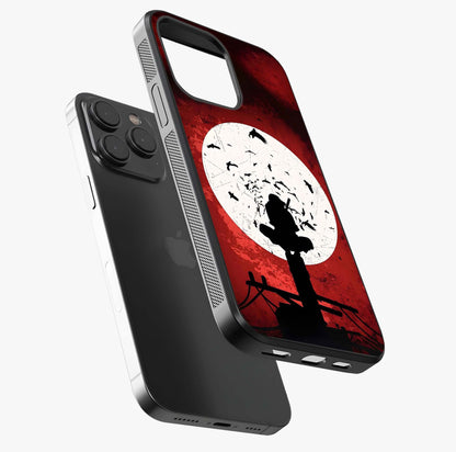 Itachi Limited Edition Naruto Anime Glass Case photographed in natural light showing reflective finish and design depth.