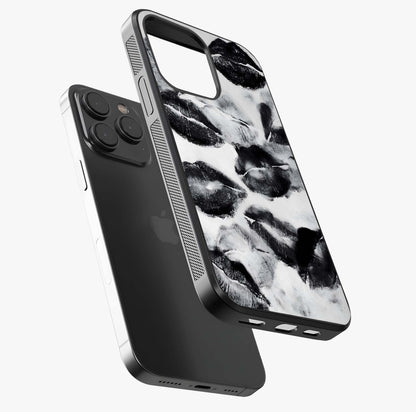 Midnight Kiss Marks Glass Case photographed in natural light showing reflective finish and design depth.