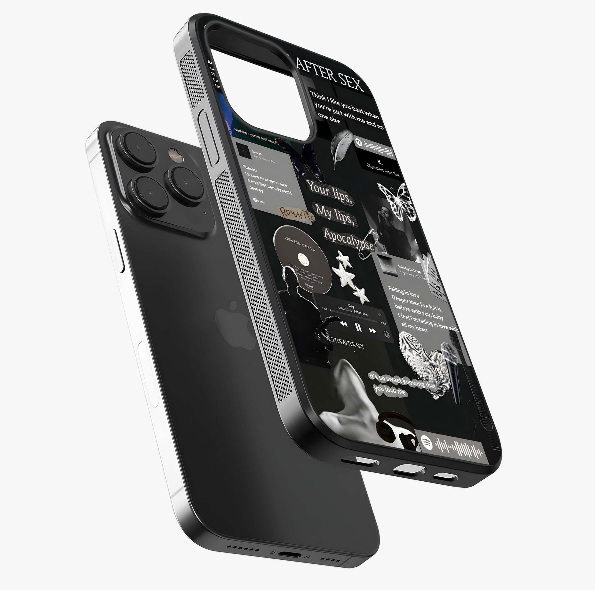 Midnight Love Echo Glass Case photographed in natural light showing reflective finish and design depth.