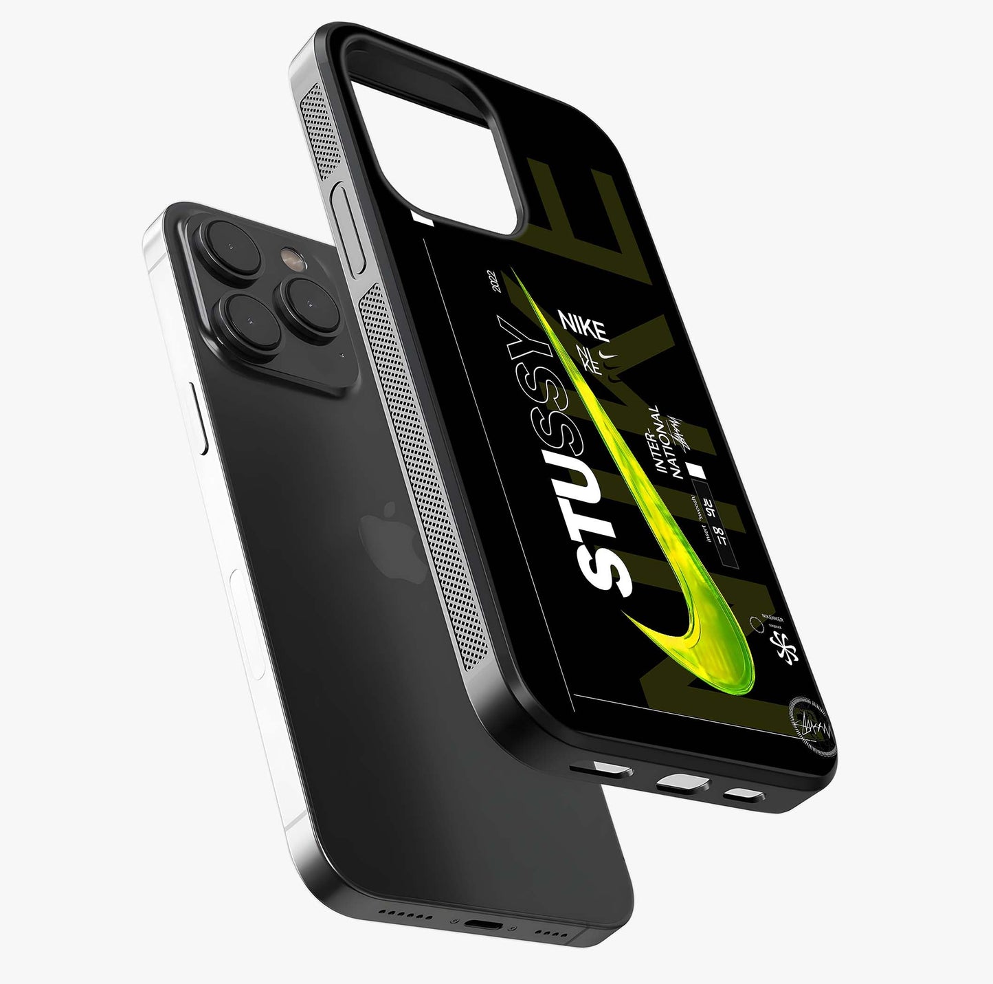 Neon Street Edition Glass Case photographed in natural light showing reflective finish and design depth.