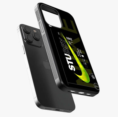 Neon Street Edition Glass Case photographed in natural light showing reflective finish and design depth.