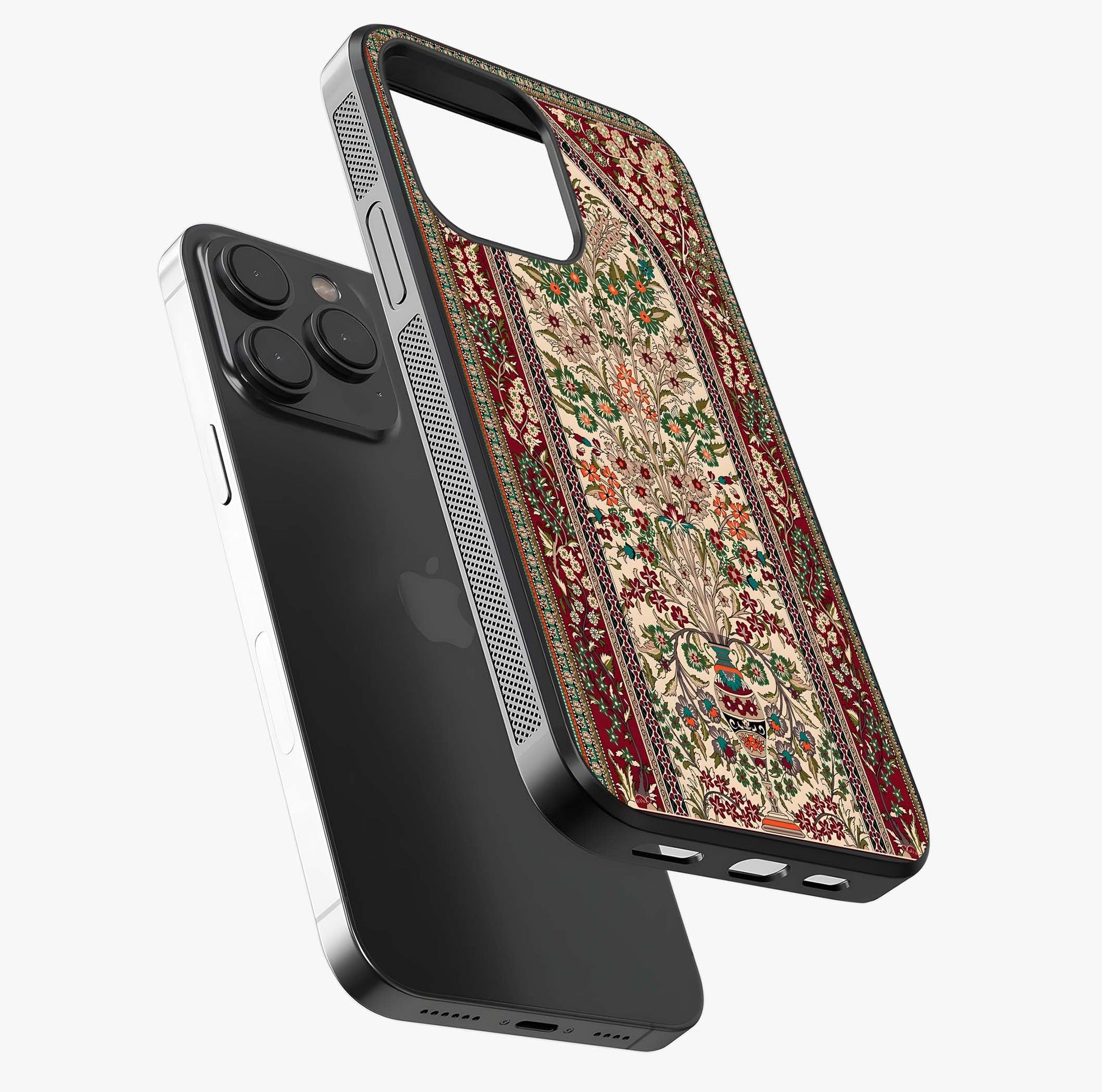 Persian Inspired Glass Case photographed in natural light showing reflective finish and design depth.