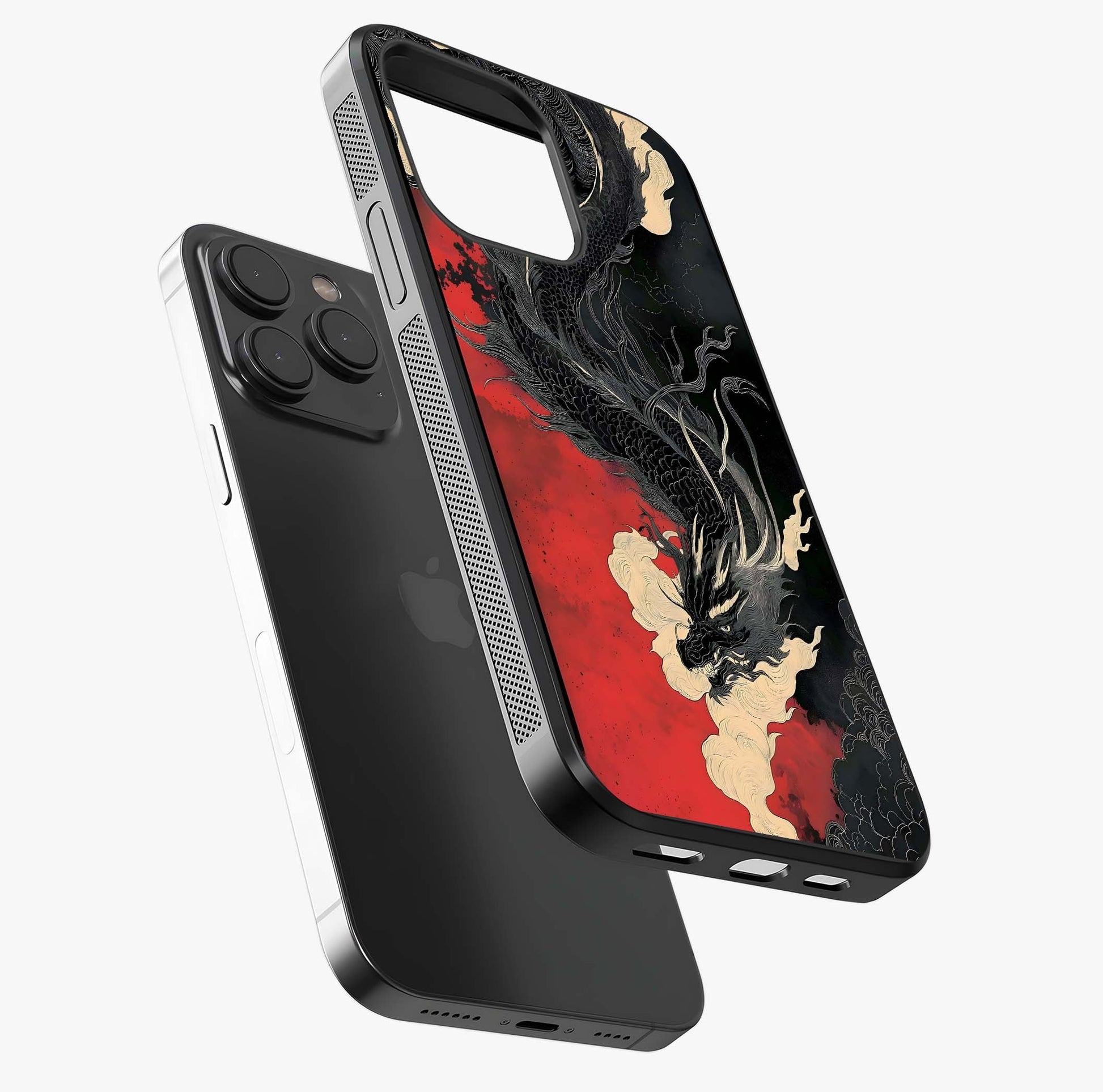Shadow Dragon Fury Glass Case photographed in natural light showing reflective finish and design depth.