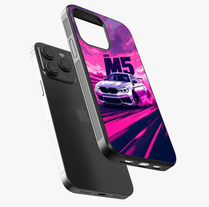 Velocity Drift Pulse Glass Case photographed in natural light showing reflective finish and design depth.