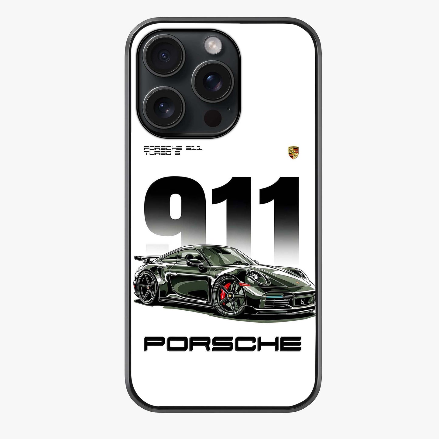 911 Turbo Dominance Glass Case showing full back design in clean flat view with glossy glass finish.
