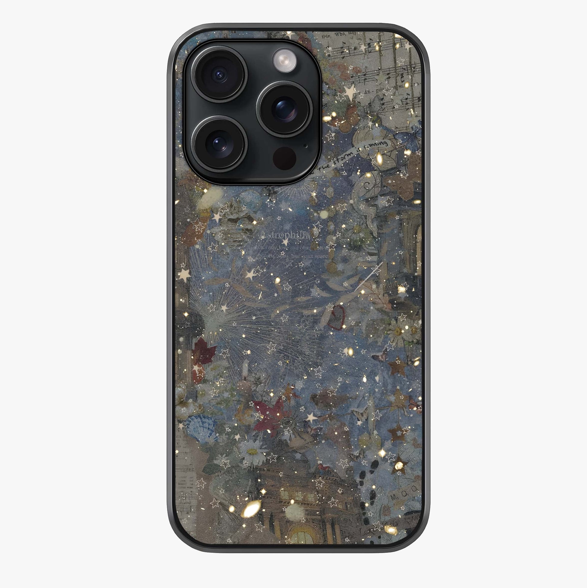 Aesthetic Astrolophia Glass Case showing full back design in clean flat view with glossy glass finish.