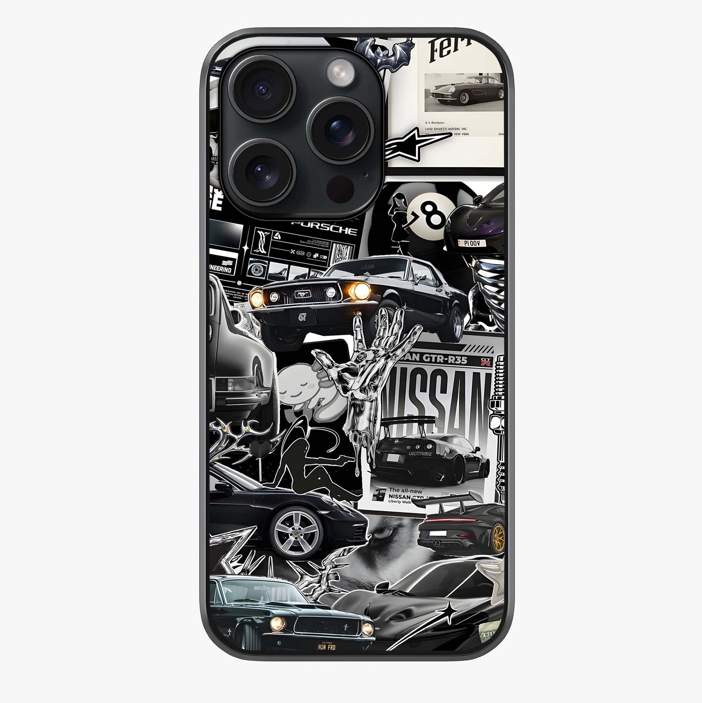 Aesthetic Dark Love Glass Case showing full back design in clean flat view with glossy glass finish.