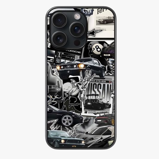 Aesthetic Dark Love Glass Case showing full back design in clean flat view with glossy glass finish.