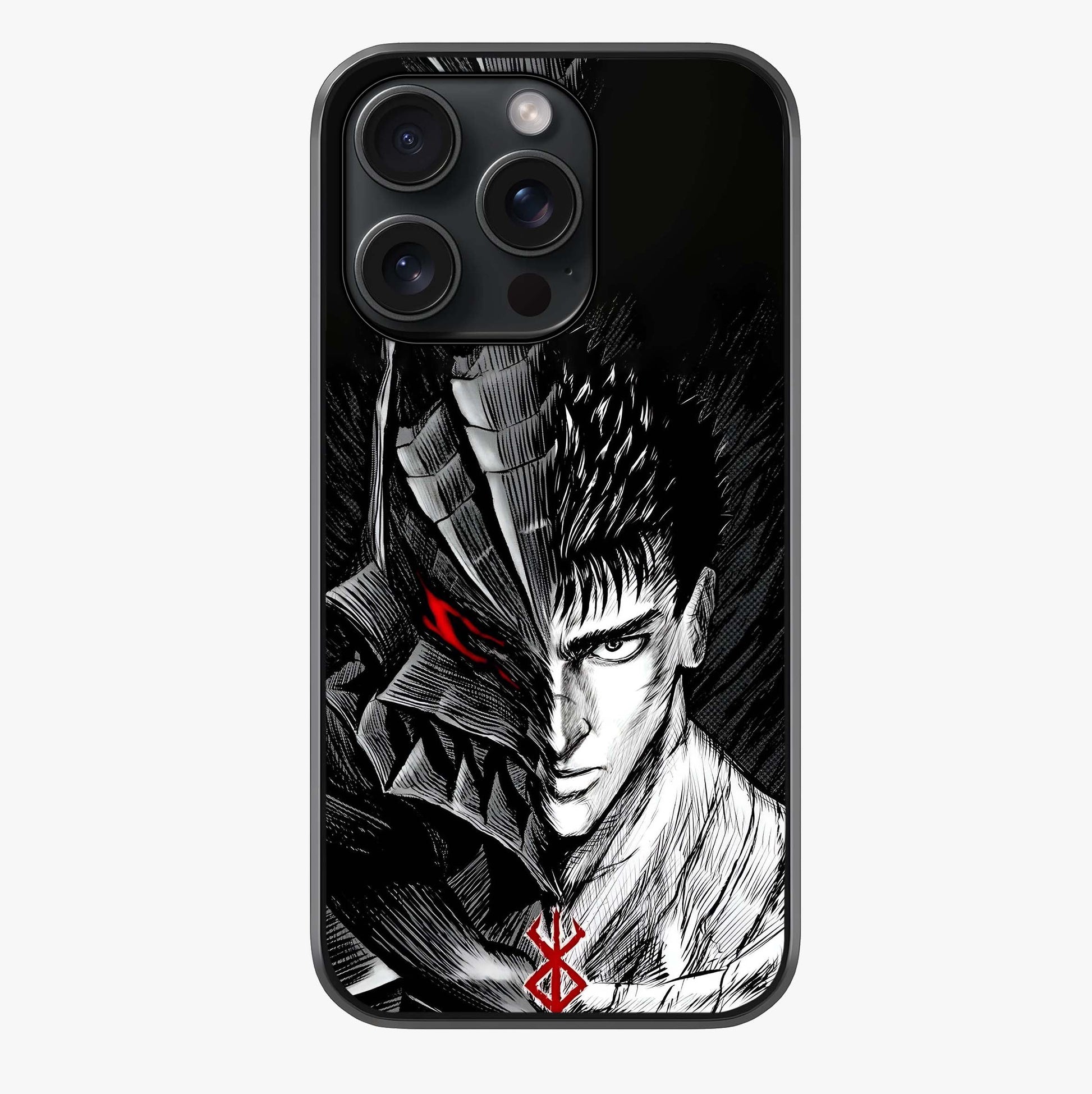 Berserker Blood Oath Glass Case showing full back design in clean flat view with glossy glass finish.
