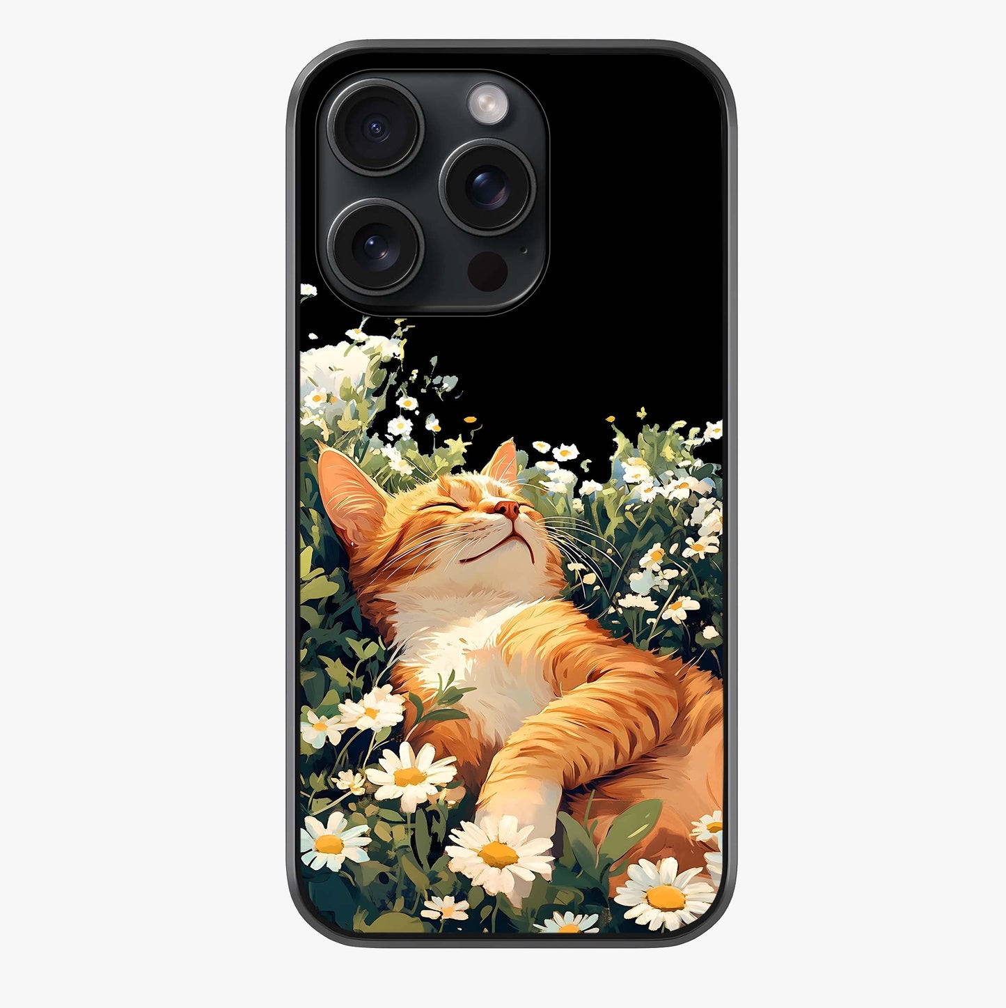lissful Bloom Cat Glass Case showing full back design in clean flat view with glossy glass finish.