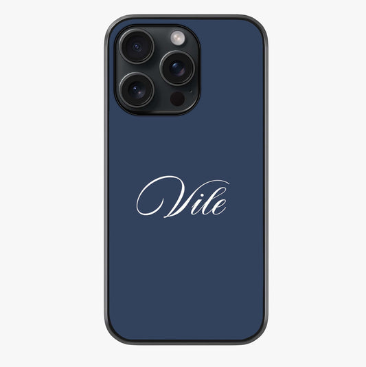 Blue Background Personalized Custom Name Glass Case showing full back design in clean flat view with glossy glass finish.