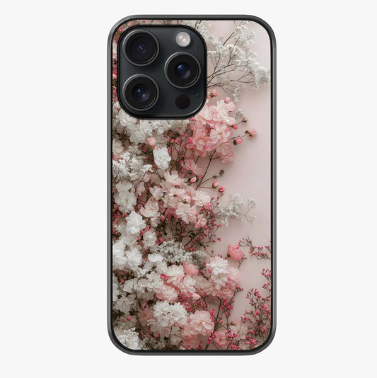 Blush Blossom Cloud Glass Case showing full back design in clean flat view with glossy glass finish.