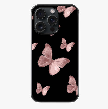 Butterfly Pattern Glass Case showing full back design in clean flat view with glossy glass finish.