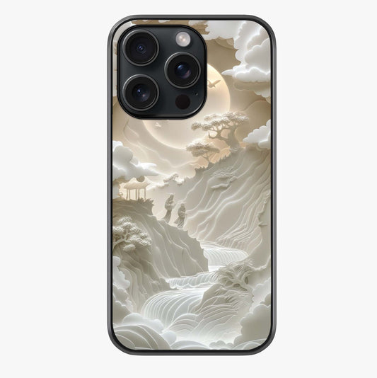 Celestial Origami Glass Case showing full back design in clean flat view with glossy glass finish.