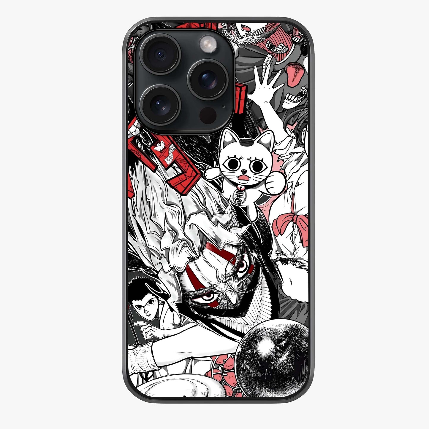 Crimson Chaos Panel Glass Case showing full back design in clean flat view with glossy glass finish.