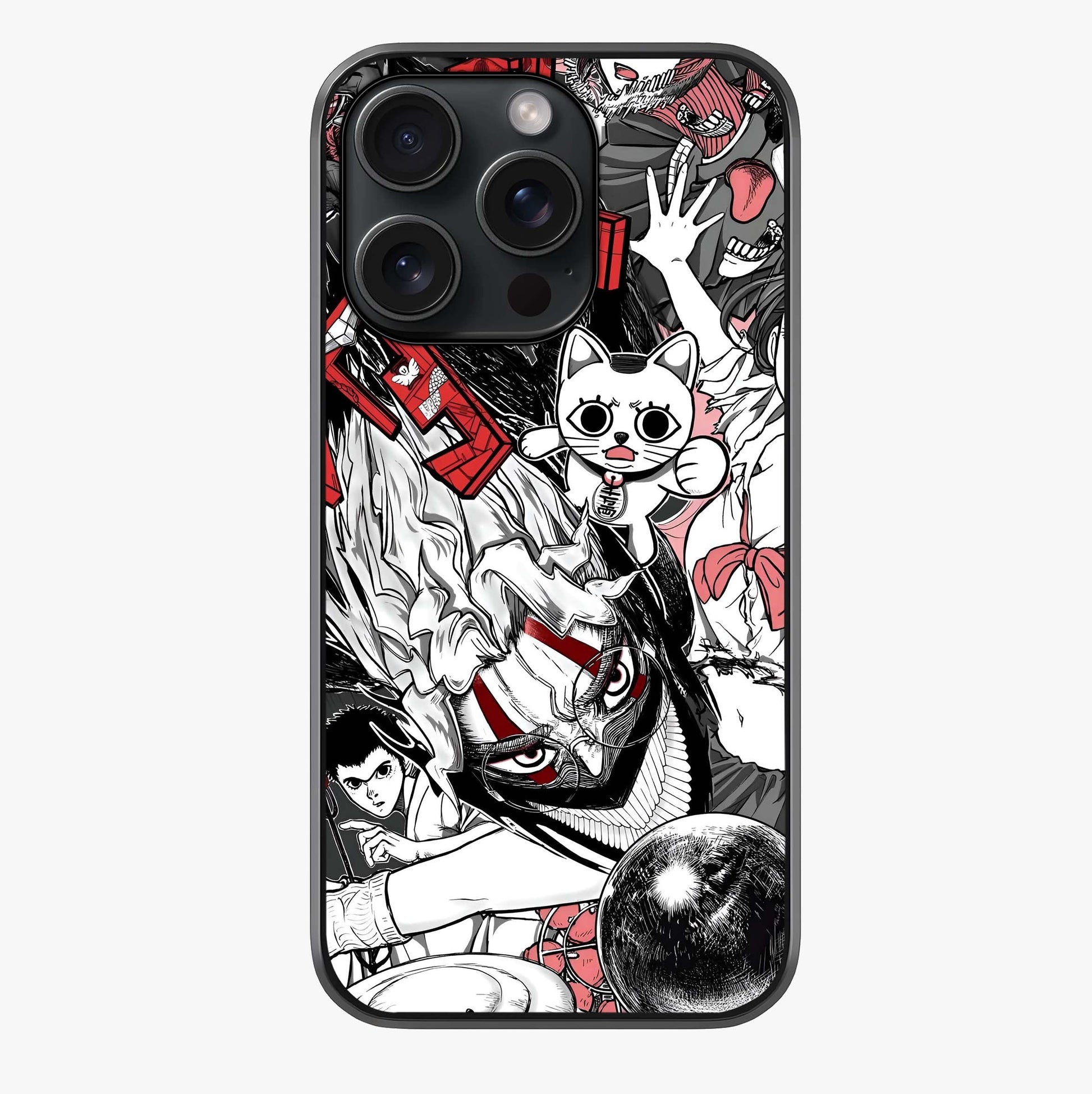 Crimson Chaos Panel Glass Case showing full back design in clean flat view with glossy glass finish.