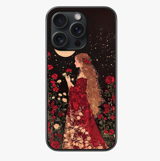 Crimson Dreams Glass Case showing full back design in clean flat view with glossy glass finish.