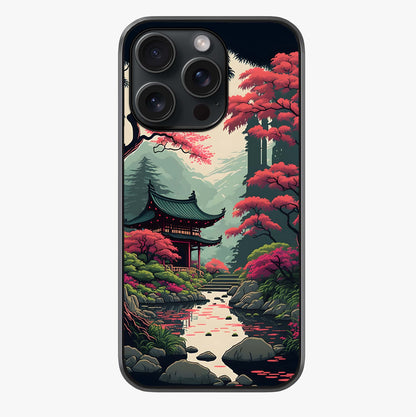 Crimson Temple View Glass Case showing full back design in clean flat view with glossy glass finish.