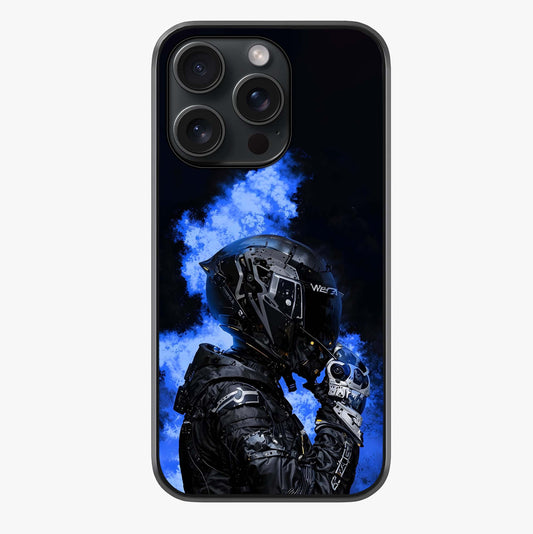 Cyber Sentinel Protocol Glass Case showing full back design in clean flat view with glossy glass finish.