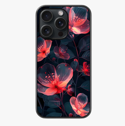 Dark Shade Of Flower Glass Case showing full back design in clean flat view with glossy glass finish.
