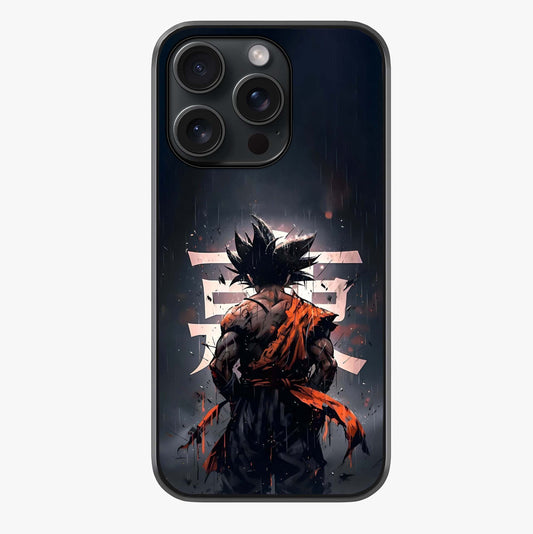 Dark Warrior In Rain Glass Case showing full back design in clean flat view with glossy glass finish.