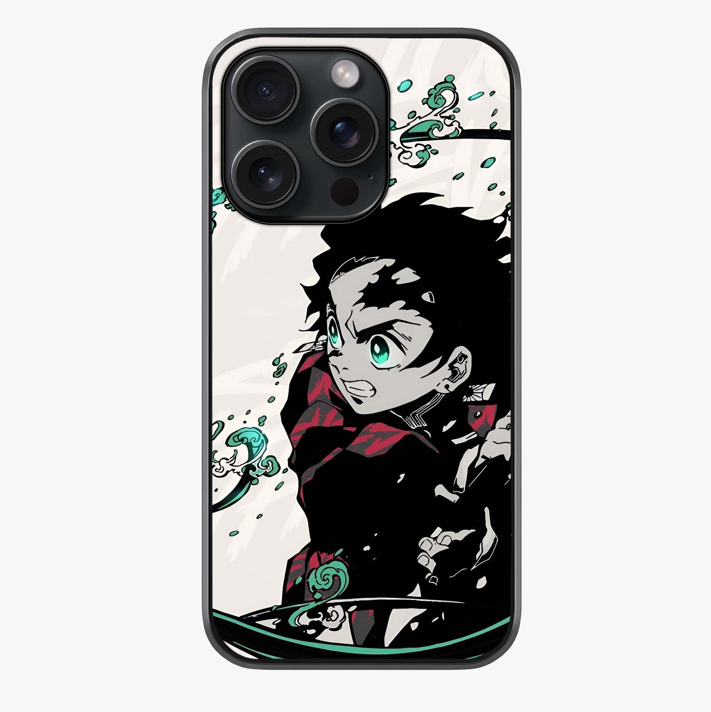 Demon Slayer Glass Case showing full back design in clean flat view with glossy glass finish.