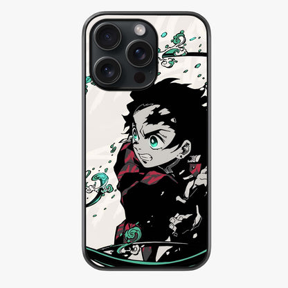 Demon Slayer Glass Case showing full back design in clean flat view with glossy glass finish.