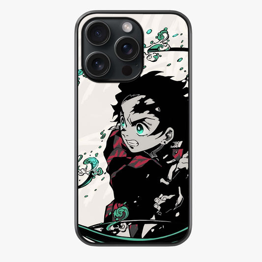 Demon Slayer Glass Case showing full back design in clean flat view with glossy glass finish.