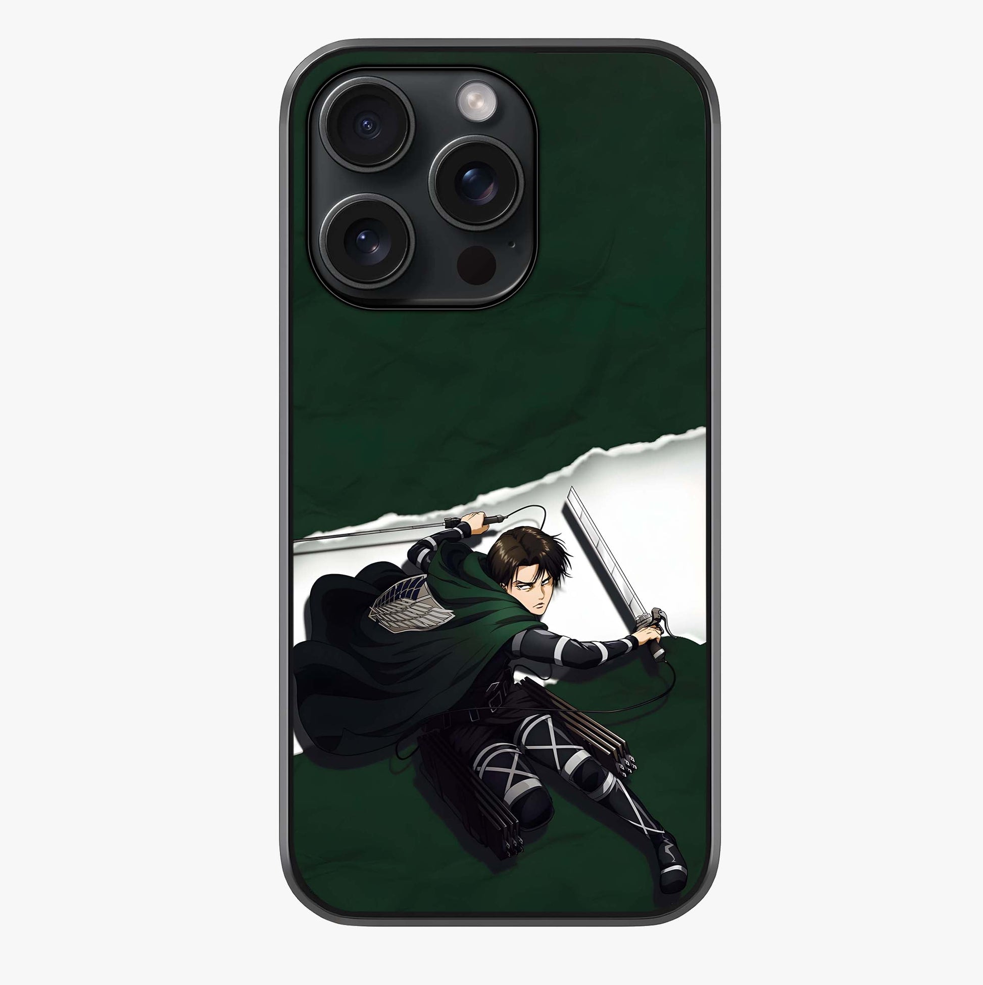 Emerald War Vanguard Glass Case showing full back design in clean flat view with glossy glass finish.