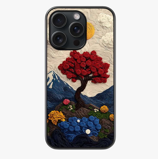 Eternal Nature Tapestry Glass Case showing full back design in clean flat view with glossy glass finish.