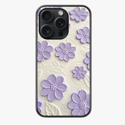 Floral Wall Art With Purple Flowers Glass Case showing full back design in clean flat view with glossy glass finish.