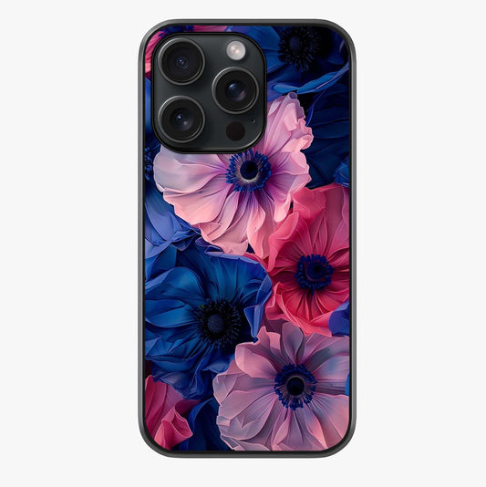 Flower Paper Art Pattern Glass Case showing full back design in clean flat view with glossy glass finish.