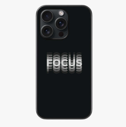 Focus Mode On Glass Case showing full back design in clean flat view with glossy glass finish.