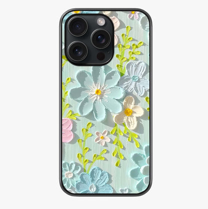 Frosted Petal Garden Glass Case showing full back design in clean flat view with glossy glass finish.
