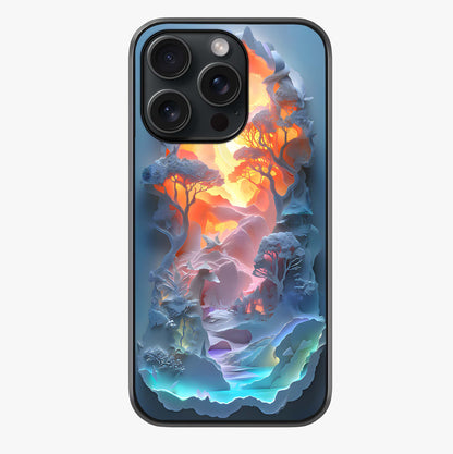 Glow Forest Portal Glass Case showing full back design in clean flat view with glossy glass finish.
