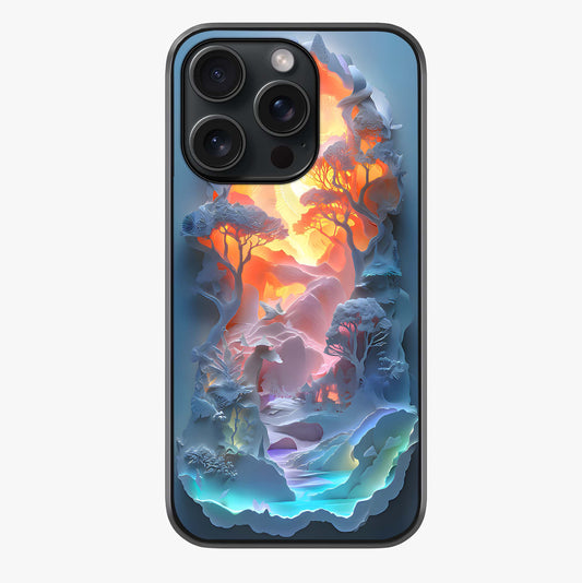 Glow Forest Portal Glass Case showing full back design in clean flat view with glossy glass finish.