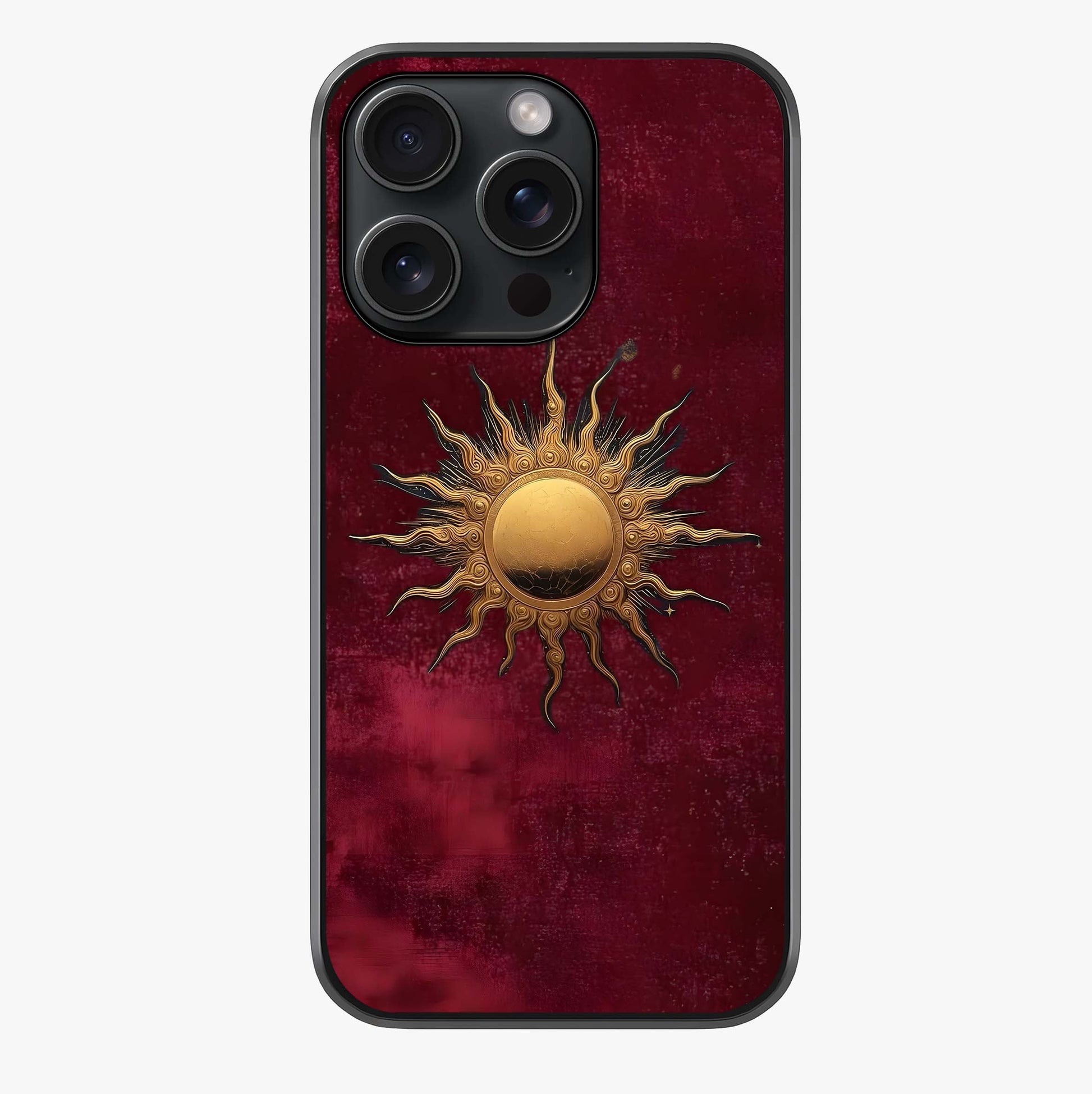 Gold Sun Blush Glass Case showing full back design in clean flat view with glossy glass finish.