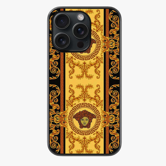 Golden Royal Heritage Glass Case showing full back design in clean flat view with glossy glass finish.