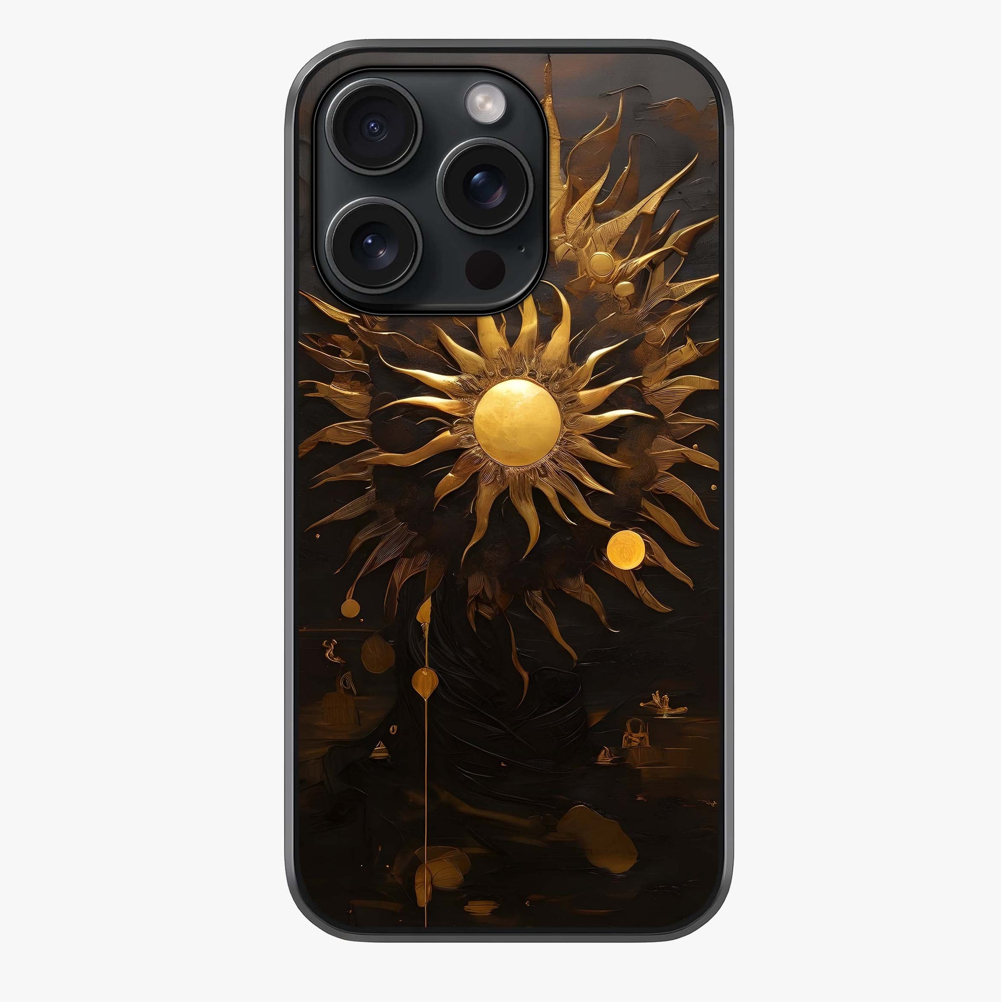 Golden Sun Majesty Glass Case showing full back design in clean flat view with glossy glass finish.