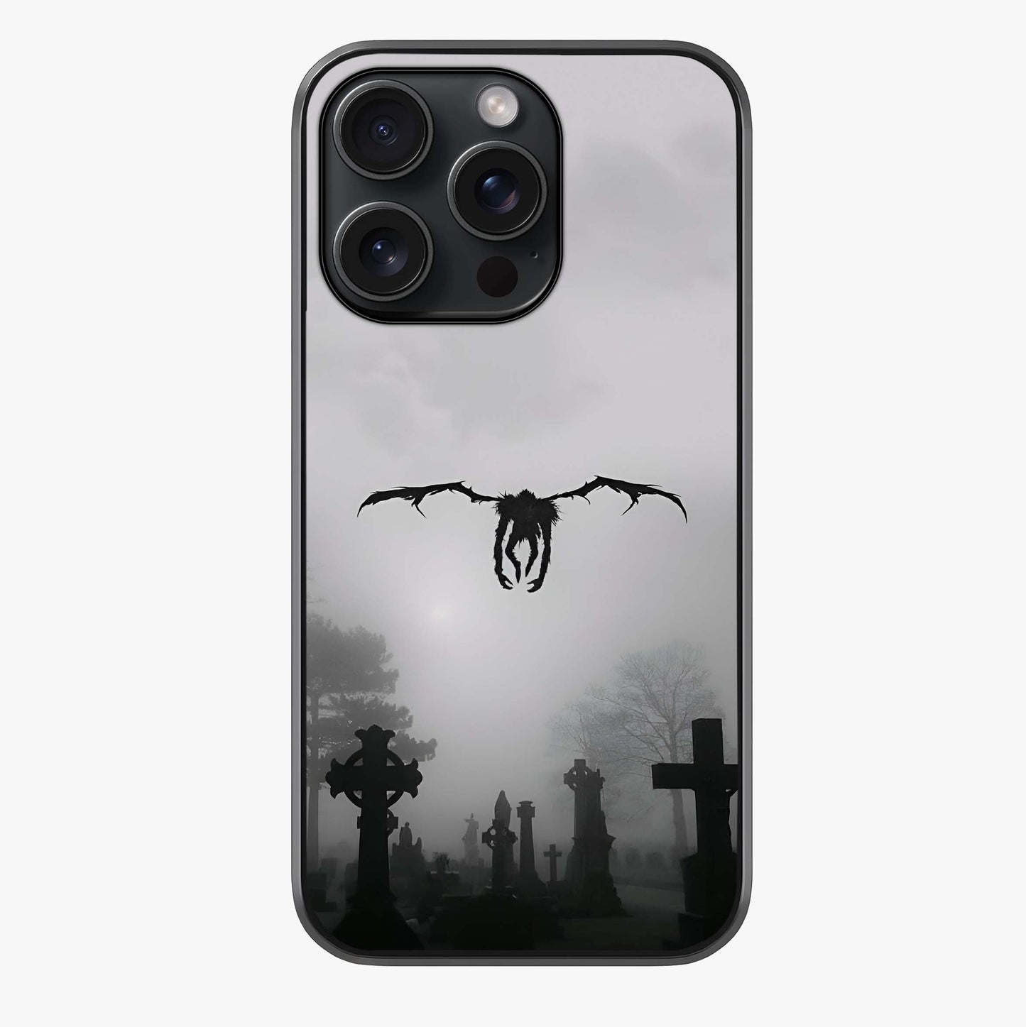Graveyard Shadow Descent Glass Case showing full back design in clean flat view with glossy glass finish.