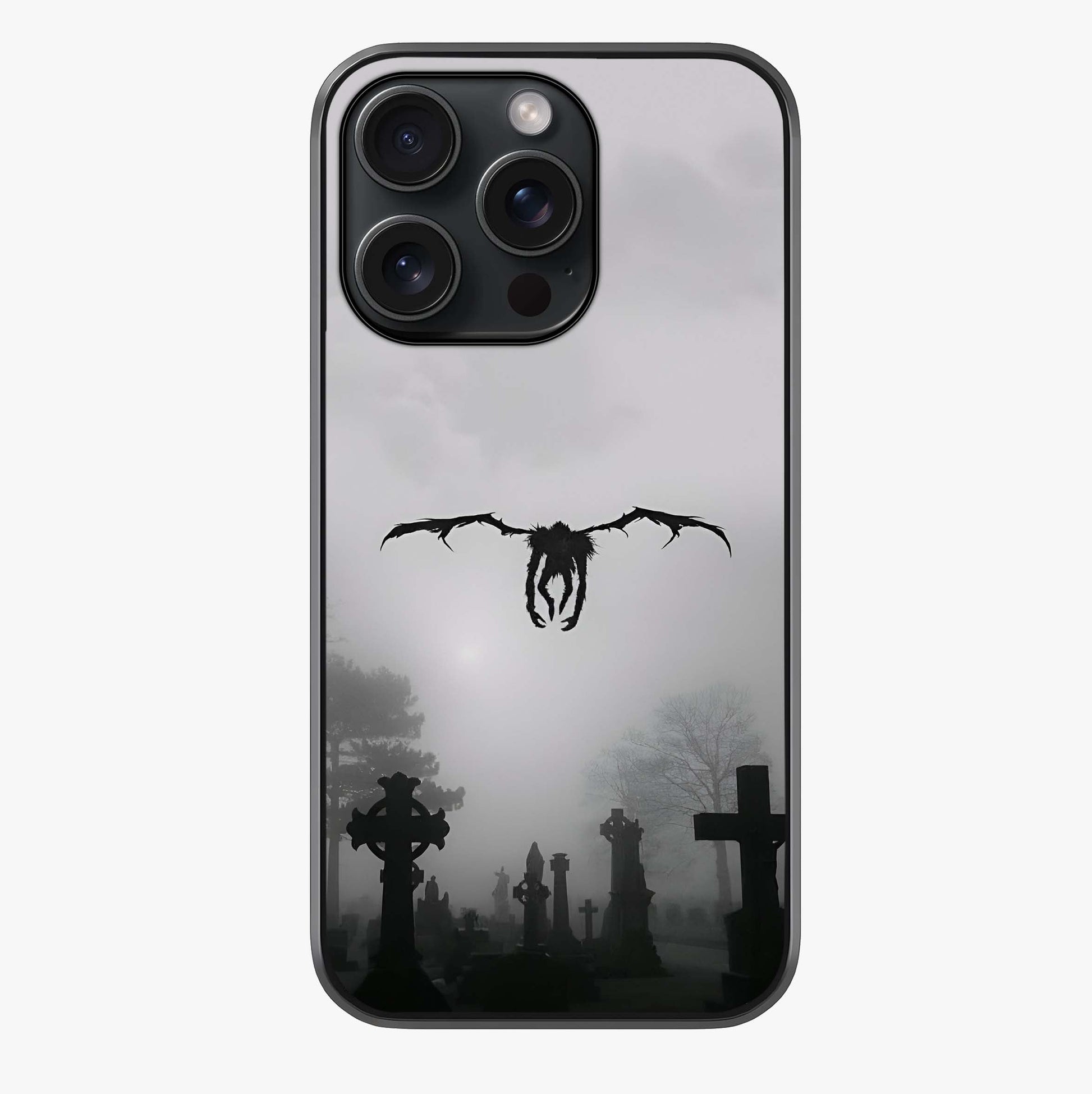 Graveyard Shadow Descent Glass Case showing full back design in clean flat view with glossy glass finish.