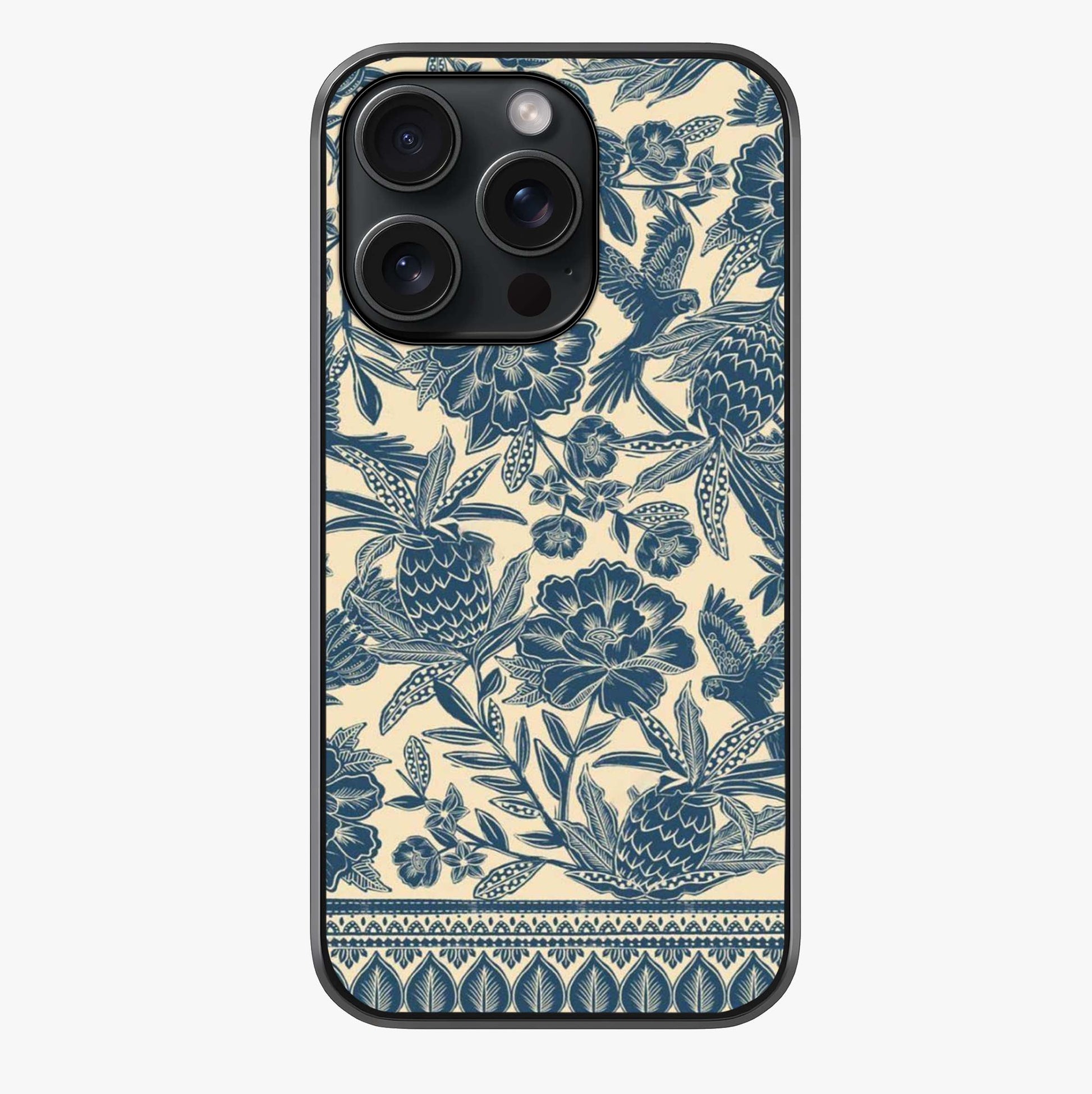 Heirloom Wild Bloom Glass Case showing full back design in clean flat view with glossy glass finish.