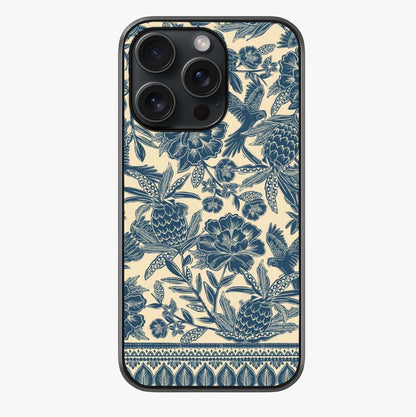 Heirloom Wild Bloom Glass Case showing full back design in clean flat view with glossy glass finish.