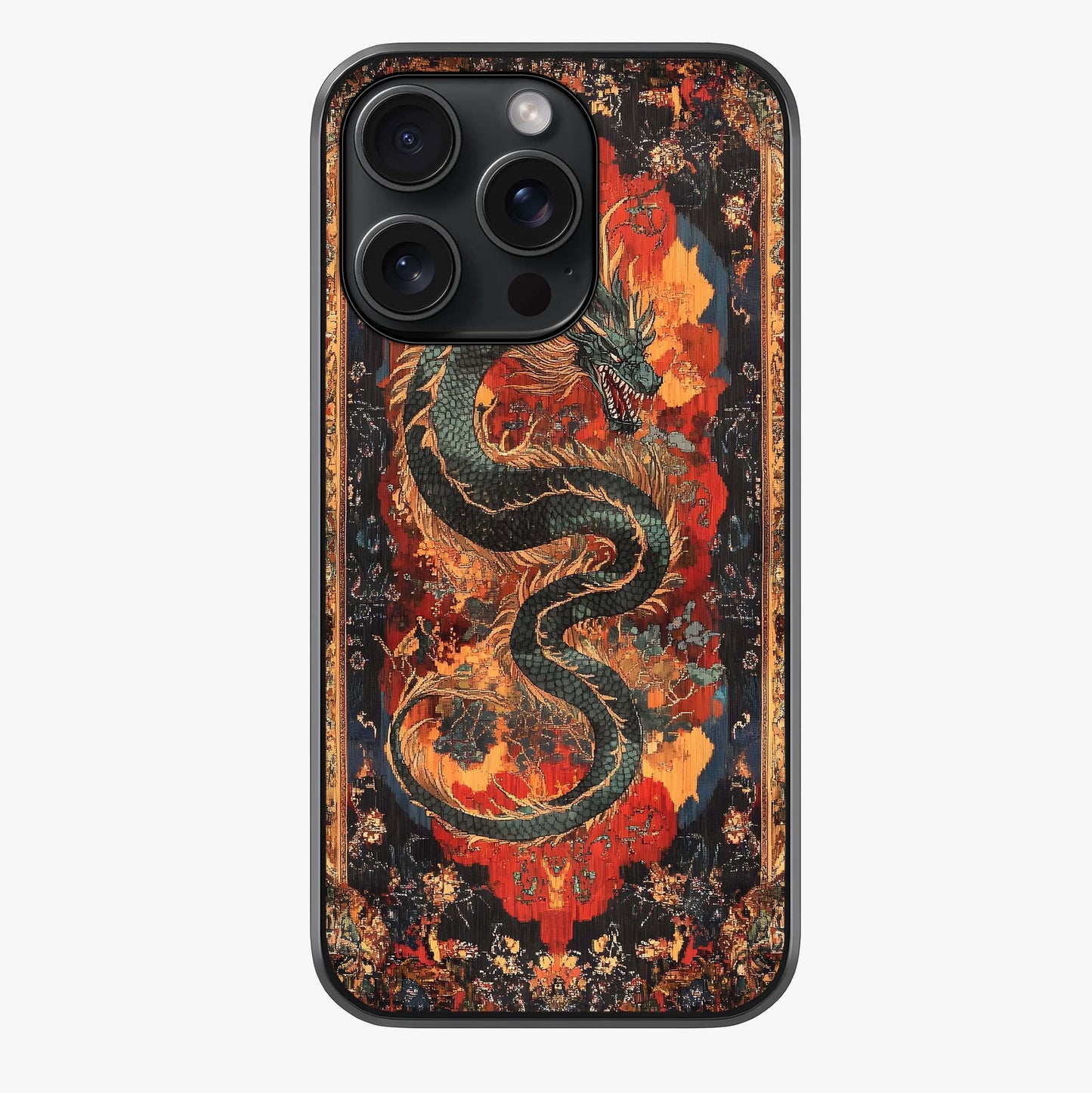 Inferno Dragon Soul Glass Case showing full back design in clean flat view with glossy glass finish.