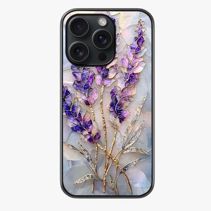 Lavender Dream Glow Glass Case showing full back design in clean flat view with glossy glass finish.